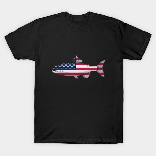 Fishing - Fishing USA Flag T-Shirt by Kudostees